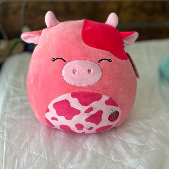New 12”Calynda the Pink Strawberry Cow Squishmallows